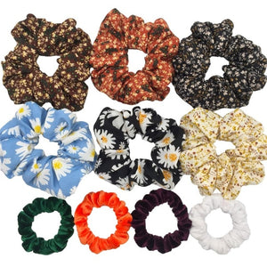 Glitter Metalic hair scrunchies Elastic Ponytail Holder for Women & Girl Fashion satin chiffon Tie Accessoires velvet headwear