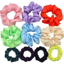 Load image into Gallery viewer, Glitter Metalic hair scrunchies Elastic Ponytail Holder for Women &amp; Girl Fashion satin chiffon Tie Accessoires velvet headwear