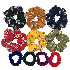 Glitter Metalic hair scrunchies Elastic Ponytail Holder for Women & Girl Fashion satin chiffon Tie Accessoires velvet headwear