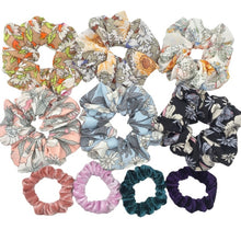 Load image into Gallery viewer, Glitter Metalic hair scrunchies Elastic Ponytail Holder for Women &amp; Girl Fashion satin chiffon Tie Accessoires velvet headwear