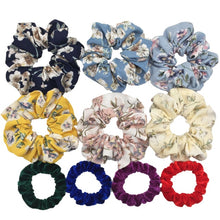 Load image into Gallery viewer, Glitter Metalic hair scrunchies Elastic Ponytail Holder for Women &amp; Girl Fashion satin chiffon Tie Accessoires velvet headwear