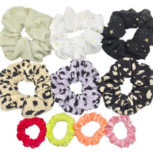 Load image into Gallery viewer, Glitter Metalic hair scrunchies Elastic Ponytail Holder for Women &amp; Girl Fashion satin chiffon Tie Accessoires velvet headwear