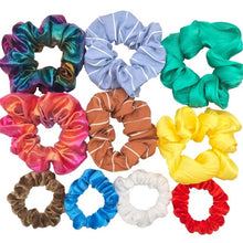Load image into Gallery viewer, Glitter Metalic hair scrunchies Elastic Ponytail Holder for Women &amp; Girl Fashion satin chiffon Tie Accessoires velvet headwear