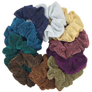 Glitter Metalic hair scrunchies Elastic Ponytail Holder for Women & Girl Fashion satin chiffon Tie Accessoires velvet headwear