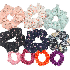 Glitter Metalic hair scrunchies Elastic Ponytail Holder for Women & Girl Fashion satin chiffon Tie Accessoires velvet headwear