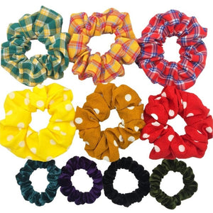 Glitter Metalic hair scrunchies Elastic Ponytail Holder for Women & Girl Fashion satin chiffon Tie Accessoires velvet headwear