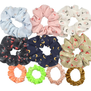 Glitter Metalic hair scrunchies Elastic Ponytail Holder for Women & Girl Fashion satin chiffon Tie Accessoires velvet headwear