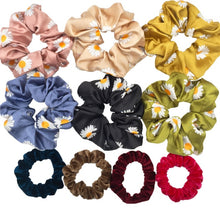 Load image into Gallery viewer, Glitter Metalic hair scrunchies Elastic Ponytail Holder for Women &amp; Girl Fashion satin chiffon Tie Accessoires velvet headwear