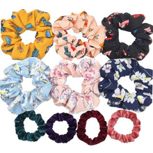Load image into Gallery viewer, Glitter Metalic hair scrunchies Elastic Ponytail Holder for Women &amp; Girl Fashion satin chiffon Tie Accessoires velvet headwear