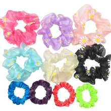 Load image into Gallery viewer, Glitter Metalic hair scrunchies Elastic Ponytail Holder for Women &amp; Girl Fashion satin chiffon Tie Accessoires velvet headwear