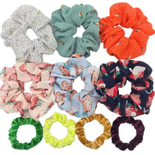 Load image into Gallery viewer, Glitter Metalic hair scrunchies Elastic Ponytail Holder for Women &amp; Girl Fashion satin chiffon Tie Accessoires velvet headwear
