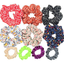 Load image into Gallery viewer, Glitter Metalic hair scrunchies Elastic Ponytail Holder for Women &amp; Girl Fashion satin chiffon Tie Accessoires velvet headwear