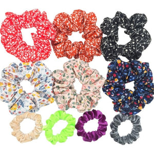 Glitter Metalic hair scrunchies Elastic Ponytail Holder for Women & Girl Fashion satin chiffon Tie Accessoires velvet headwear