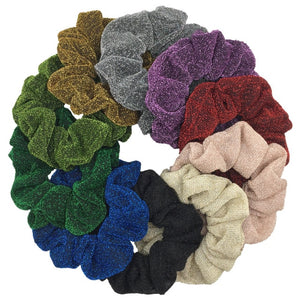 Glitter Metalic hair scrunchies Elastic Ponytail Holder for Women & Girl Fashion satin chiffon Tie Accessoires velvet headwear
