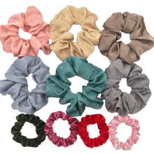 Load image into Gallery viewer, Glitter Metalic hair scrunchies Elastic Ponytail Holder for Women &amp; Girl Fashion satin chiffon Tie Accessoires velvet headwear