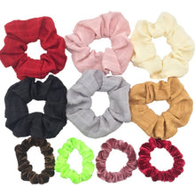Load image into Gallery viewer, Glitter Metalic hair scrunchies Elastic Ponytail Holder for Women &amp; Girl Fashion satin chiffon Tie Accessoires velvet headwear