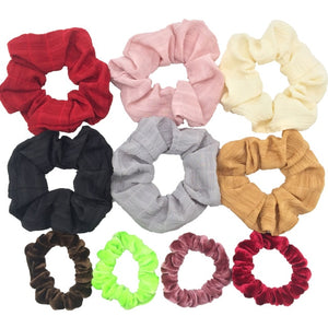 Glitter Metalic hair scrunchies Elastic Ponytail Holder for Women & Girl Fashion satin chiffon Tie Accessoires velvet headwear