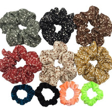 Load image into Gallery viewer, Glitter Metalic hair scrunchies Elastic Ponytail Holder for Women &amp; Girl Fashion satin chiffon Tie Accessoires velvet headwear