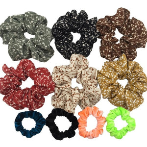 Glitter Metalic hair scrunchies Elastic Ponytail Holder for Women & Girl Fashion satin chiffon Tie Accessoires velvet headwear