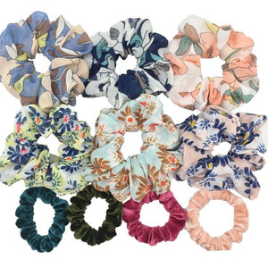 Glitter Metalic hair scrunchies Elastic Ponytail Holder for Women & Girl Fashion satin chiffon Tie Accessoires velvet headwear