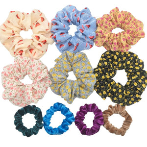 Glitter Metalic hair scrunchies Elastic Ponytail Holder for Women & Girl Fashion satin chiffon Tie Accessoires velvet headwear