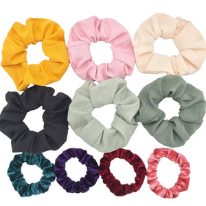 Glitter Metalic hair scrunchies Elastic Ponytail Holder for Women & Girl Fashion satin chiffon Tie Accessoires velvet headwear
