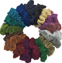 Load image into Gallery viewer, Glitter Metalic hair scrunchies Elastic Ponytail Holder for Women &amp; Girl Fashion satin chiffon Tie Accessoires velvet headwear