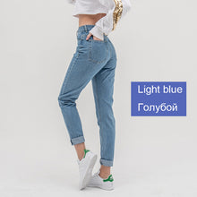 Load image into Gallery viewer, Jean woman mom jeans pants with high waist push up