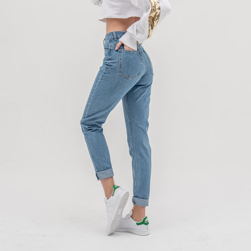 Jean woman mom jeans pants with high waist push up